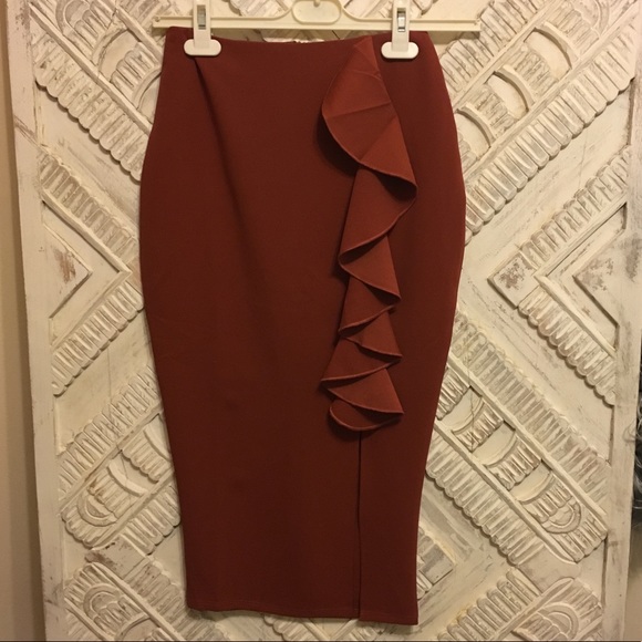 NUDE Dresses & Skirts - NWOT Ruffle Pencil Skirt
